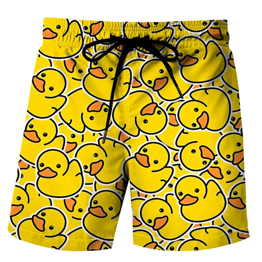 Funny Duck Graphic Beach Shorts for Men 3D Print Animal Board Shorts Sports Gym Swim Trunks Swimsuit homme Cool Ice Shorts Pants